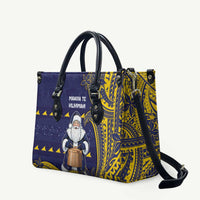 Tokelau Christmas Leather Bag Santa With Tuluma Xmas Tribal Waves - Polynesian Pride