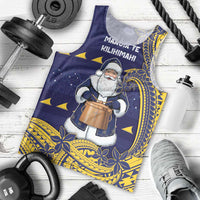 Tokelau Christmas Men Tank Top Santa With Tuluma Xmas Tribal Waves - Polynesian Pride