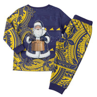 Tokelau Christmas Pajama Set Santa With Tuluma Xmas Tribal Waves DT05 - Polynesian Pride