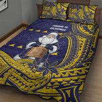 Tokelau Christmas Quilt Bed Set Santa With Tuluma Xmas Tribal Waves - Polynesian Pride