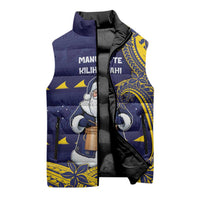 Tokelau Christmas Sleeveless Puffer Jacket Santa With Tuluma Xmas Tribal Waves - Polynesian Pride