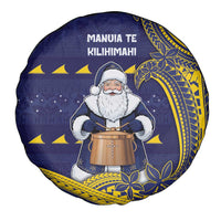 Tokelau Christmas Spare Tire Cover Santa With Tuluma Xmas Tribal Waves - Polynesian Pride