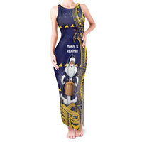Tokelau Christmas Tank Maxi Dress Santa With Tuluma Xmas Tribal Waves - Polynesian Pride