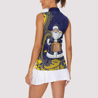 Tokelau Christmas Women Sleeveless Polo Shirt Santa With Tuluma Xmas Tribal Waves - Polynesian Pride