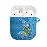 Tuvalu Christmas AirPods Case Dolphins Santa Xmas Tribal Waves DT05 Blue - Polynesian Pride