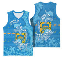 Tuvalu Christmas Basketball Jersey Dolphins Santa Xmas Tribal Waves - Polynesian Pride