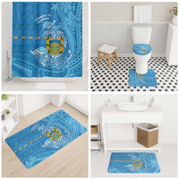 Tuvalu Christmas Bathroom Set Dolphins Santa Xmas Tribal Waves - Polynesian Pride