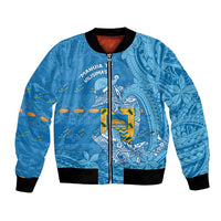 Tuvalu Christmas Bomber Jacket Dolphins Santa Xmas Tribal Waves - Polynesian Pride
