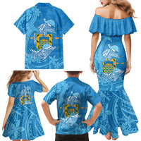Tuvalu Christmas Family Matching Mermaid Dress and Hawaiian Shirt Dolphins Santa Xmas Tribal Waves - Polynesian Pride