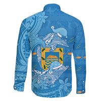 Tuvalu Christmas Family Matching Mermaid Dress and Hawaiian Shirt Dolphins Santa Xmas Tribal Waves - Polynesian Pride