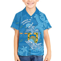 Tuvalu Christmas Family Matching Off Shoulder Maxi Dress and Hawaiian Shirt Dolphins Santa Xmas Tribal Waves - Polynesian Pride