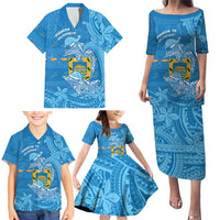 Tuvalu Christmas Family Matching Puletasi and Hawaiian Shirt Dolphins Santa Xmas Tribal Waves - Polynesian Pride