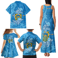 Tuvalu Christmas Family Matching Tank Maxi Dress and Hawaiian Shirt Dolphins Santa Xmas Tribal Waves - Polynesian Pride