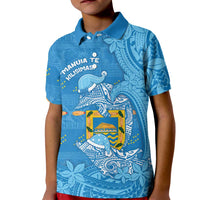 Tuvalu Christmas Kid Polo Shirt Dolphins Santa Xmas Tribal Waves DT05 Kid Blue - Polynesian Pride