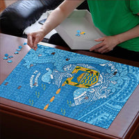 Tuvalu Christmas Puzzle Dolphins Santa Xmas Tribal Waves - Polynesian Pride