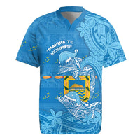 Tuvalu Christmas Rugby Jersey Dolphins Santa Xmas Tribal Waves DT05 Blue - Polynesian Pride