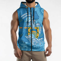 Tuvalu Christmas Sleeveless Zip Hoodie Dolphins Santa Xmas Tribal Waves DT05 - Polynesian Pride