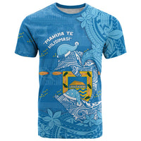 Tuvalu Christmas T Shirt Dolphins Santa Xmas Tribal Waves DT05 Blue - Polynesian Pride