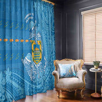 Tuvalu Christmas Window Curtain Dolphins Santa Xmas Tribal Waves - Polynesian Pride