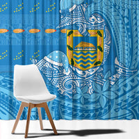 Tuvalu Christmas Window Curtain Dolphins Santa Xmas Tribal Waves - Polynesian Pride