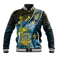 Personalised Tuvalu Baseball Jacket Dolphin On The Waves DT05 Unisex Blue - Polynesian Pride