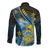 Personalised Tuvalu Long Sleeve Button Shirt Dolphin On The Waves DT05 - Polynesian Pride