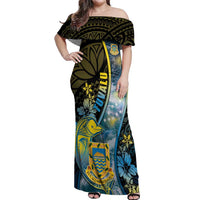 Personalised Tuvalu Off Shoulder Maxi Dress Dolphin On The Waves