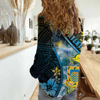 Personalised Tuvalu Women Casual Shirt Dolphin On The Waves