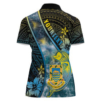 Personalised Tuvalu Women Polo Shirt Dolphin On The Waves