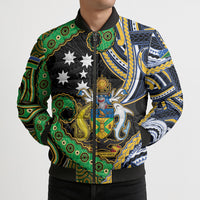 South Sea Islanders And Solomon Islands Bomber Puffer Jacket Solomons Coat Of Arms And Southern Cross DT05 - Polynesian Pride