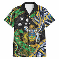 South Sea Islanders And Solomon Islands Hawaiian Shirt Solomons Coat Of Arms And Southern Cross DT05 Black - Polynesian Pride