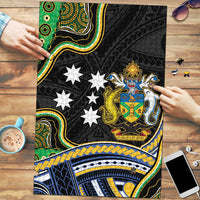 South Sea Islanders And Solomon Islands Puzzle Solomons Coat Of Arms And Southern Cross DT05 Black - Polynesian Pride