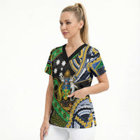 South Sea Islanders And Solomon Islands Scrub Top Solomons Coat Of Arms And Southern Cross DT05 - Polynesian Pride
