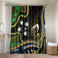 South Sea Islanders And New Caledonia Bathroom Set Nautilus Shell Southern Cross Tribal Pattern DT05 Shower Curtain Only Black - Polynesian Pride
