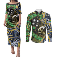 South Sea Islanders And New Caledonia Couples Matching Puletasi and Long Sleeve Button Shirt Nautilus Shell Southern Cross Tribal Pattern DT05 Black - Polynesian Pride