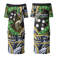 South Sea Islanders And New Caledonia Couples Matching Puletasi and Long Sleeve Button Shirt Nautilus Shell Southern Cross Tribal Pattern DT05 - Polynesian Pride