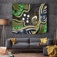 South Sea Islanders And New Caledonia Tapestry Nautilus Shell Southern Cross Tribal Pattern DT05 Black - Polynesian Pride