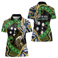 South Sea Islanders And New Caledonia Women Polo Shirt Nautilus Shell Southern Cross Tribal Pattern DT05 - Polynesian Pride