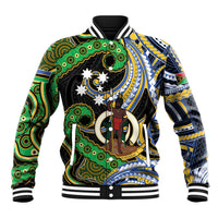 South Sea Islanders And Vanuatu Baseball Jacket Boar Tusk Warrior Southern Tribal Pattern DT05 Unisex Black - Polynesian Pride