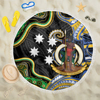 South Sea Islanders And Vanuatu Beach Blanket Boar Tusk Warrior Southern Tribal Pattern DT05 One Size 150cm Black - Polynesian Pride