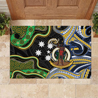 South Sea Islanders And Vanuatu Rubber Doormat Boar Tusk Warrior Southern Tribal Pattern DT05 Black - Polynesian Pride