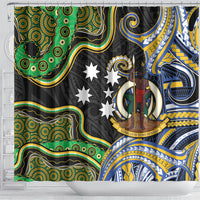 South Sea Islanders And Vanuatu Shower Curtain Boar Tusk Warrior Southern Tribal Pattern DT05 - Polynesian Pride
