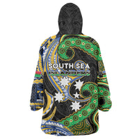 South Sea Islanders And Vanuatu Wearable Blanket Hoodie Boar Tusk Warrior Southern Tribal Pattern DT05 - Polynesian Pride