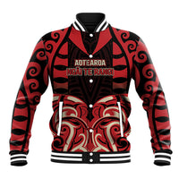 Custom Aotearoa Ngai Te Rangi Baseball Jacket New Zealand Traditional Maori Pattern DT05 Unisex Red - Polynesian Pride
