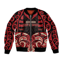 Custom Aotearoa Ngai Te Rangi Bomber Jacket New Zealand Traditional Maori Pattern DT05 Unisex Red - Polynesian Pride