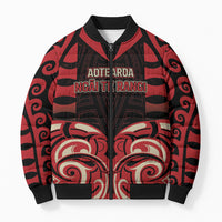 Custom Aotearoa Ngai Te Rangi Bomber Puffer Jacket New Zealand Traditional Maori Pattern DT05 Unisex Red - Polynesian Pride