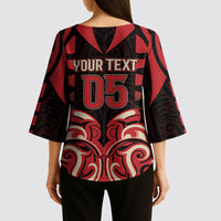 Custom Aotearoa Ngai Te Rangi Kimono Sleeve Blouse New Zealand Traditional Maori Pattern DT05 - Polynesian Pride
