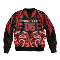 Custom Aotearoa Ngai Te Rangi Sleeve Zip Bomber Jacket New Zealand Traditional Maori Pattern DT05 - Polynesian Pride