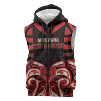 Custom Aotearoa Ngai Te Rangi Sleeveless Zip Hoodie New Zealand Traditional Maori Pattern DT05 Red - Polynesian Pride