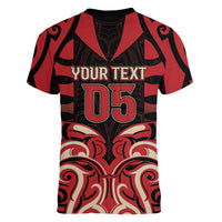 Custom Aotearoa Ngai Te Rangi Women V-Neck T-Shirt New Zealand Traditional Maori Pattern DT05 - Polynesian Pride